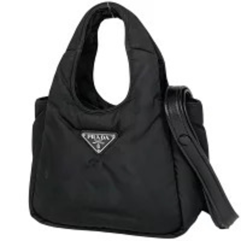 Prada Plate 2way Shoulder Bag Padded Tessuto Nero Black